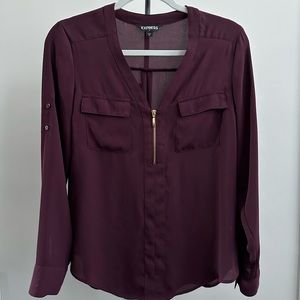 Express Long Sleeve Quarter Zip Blouse